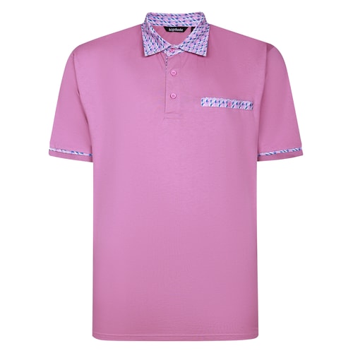Bigdude Contrast Printed Jersey Polo Dusted Grape